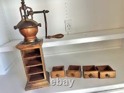 RARE ITALIAN Coffee Grinder Wormwood & Copper Top 4 Drawers