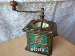 RARE Vintage OLD metal Table Box Coffee mill Grinder ANTIQUE MODEL