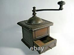 RARE Vintage100 % OLD metal Table Box Coffee mill Grinder ANTIQUE PEUGEOT FRERES