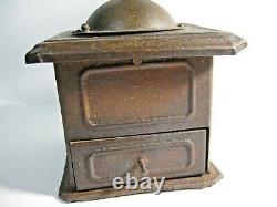 RARE Vintage100 % OLD metal Table Box Coffee mill Grinder ANTIQUE PEUGEOT FRERES