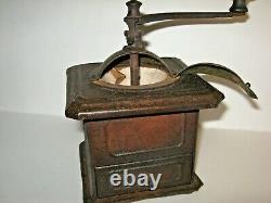 RARE Vintage100 % OLD metal Table Box Coffee mill Grinder ANTIQUE PEUGEOT FRERES