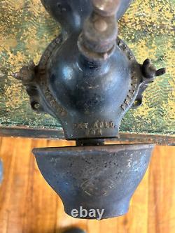 RUGGED heavy cast iron antique WALL COFFEE GRINDER ORIGINAL BOWL ENTERPRISE MAN