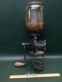 Rare Antique Arcade Crystal #2 Coffee Mill Grinder with Original Sticker & Glass