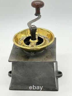 Rare Antique Cast Iron and Brass A Kenrick & Sons Farm Coffee Mill Grinder No 2