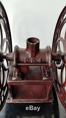 Rare Antique Industrial Double Balance Wheel Peter Dienes # 4 Coffee Grinder