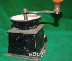 Rare Antique Kenricks Coffee Grinder MILL Cast Iron Brass Enamel No1 Kitchenalia