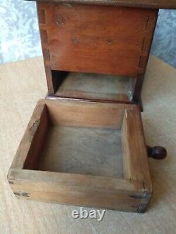 Rare Antique Vintage OLD wooden Table Box Coffee mill Grinder ANTIQUE MODEL