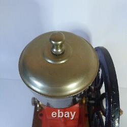 Rare Complete Vintage Cast Iron Single Wheel Manual Coffee Grinder Red/wood