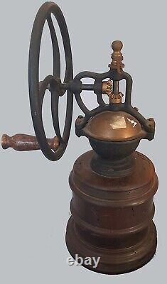 Rare Vintage Cast Iron Hand Crank Antique Coffee Grinder