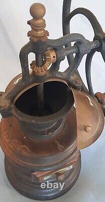 Rare Vintage Cast Iron Hand Crank Antique Coffee Grinder