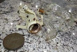 Rare White Arcade Crystal #3 Coffee Grinder withOriginal Catch Cup Vtg Antique