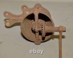 Rare odd antique wall mount coffee grinder collectible farm house mill cast iron
