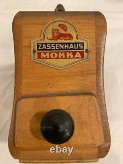 Rare vintage German ZASSENHAUS Mokka Wooden Coffee mill Old Zassen unrestored