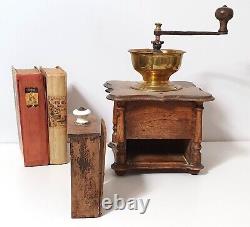 Rustic wood spice coffee grinder Antique primitive