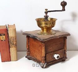 Rustic wood spice coffee grinder Antique primitive