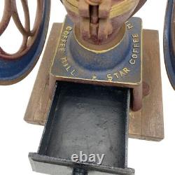 STAR Coffee Mill Vintage Manual Grinder Cast Iron Hand Crank Antique Retro Japan
