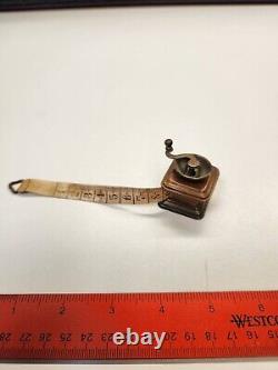 Sewing Vintage Figural Metal Windup Tape Measure Coffee Grinder