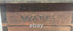 Signed J. Fisher Ward 19th Century Country Walnut Coffee Grinder