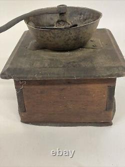 Signed J. Fisher Ward 19th Century Country Walnut Coffee Grinder