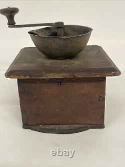 Signed J. Fisher Ward 19th Century Country Walnut Coffee Grinder