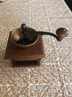 Solid teak coffee hand grinder