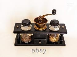 Spice Grinder Manual Coffee Mill French Vintage in Stand with Jars