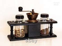 Spice Grinder Manual Coffee Mill French Vintage in Stand with Jars
