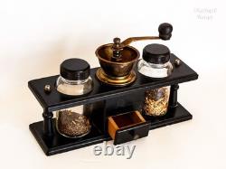 Spice Grinder Manual Coffee Mill French Vintage in Stand with Jars