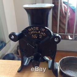 Spong & Co Ltd Made in England No 2 OLD Antique Coffee Grinder With Pan Vintage
