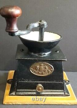 T & C CLARK & Co Improved cast iron coffee grinder mill England Rare Antique