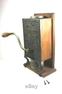 TELEPHONE MILL COFFEE GRINDER Antique ARCADE WALL MOUNT Victorian CAST IRON