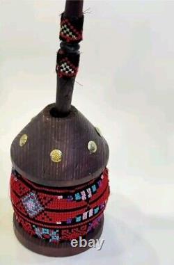 Traditional Jordanian Mahbash Handcrafted Wooden Coffee Grinder with Decorated