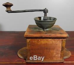Unique Antique Coffee Grinder Hand Crank Table Counter Top Flap Sides Freres
