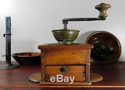 Unique Antique Coffee Grinder Hand Crank Table Counter Top Flap Sides Freres