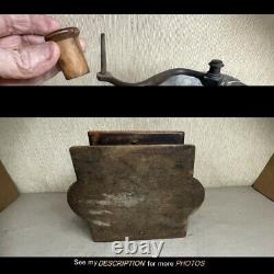 Unusual Antique Pewter Top Coffee Mill Grinder Dovetailed Box