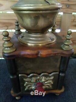 VERY RARE Antique Marbled Butterscotch Catalin Bakelite and Brass Coffee Grinder