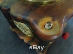 VERY RARE Antique Marbled Butterscotch Catalin Bakelite and Brass Coffee Grinder