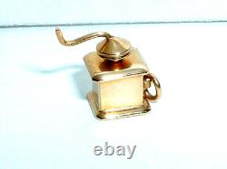 VINTAGE 10k YELLOW GOLD MOVEABLE COFFEE GRINDER CHARM