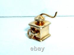 VINTAGE 10k YELLOW GOLD MOVEABLE COFFEE GRINDER CHARM