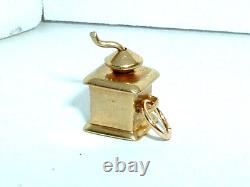 VINTAGE 14k YELLOW GOLD MOVEABLE COFFEE GRINDER CHARM