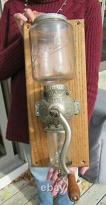 VINTAGE ORIGINAL 1880's ARCADE CRYSTAL #3 NICKEL PLATED COFFEE GRINDER & #3 CUP