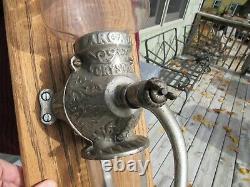 VINTAGE ORIGINAL 1880's ARCADE CRYSTAL #3 NICKEL PLATED COFFEE GRINDER & #3 CUP
