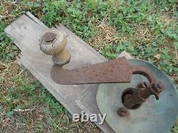 VTG 1800s RARE ANTIQUE PRIMITIVE OTTOMAN WROUGHT IRON WOODEN COFFEE GRINDER MILL