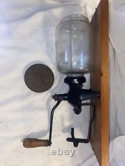 VTG ANTIQUE Arcade Crystal Wall Mount Coffee Grinder