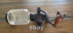VTG Arcade Crystal Red Coffee Grinder No 3 Cast Iron with Lid No Catch Cup