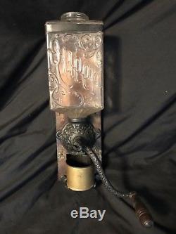 Very Rare! Antique Brighton Queen Advertising Glass Coffee Grinder MILL