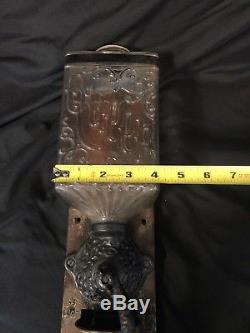 Very Rare! Antique Brighton Queen Advertising Glass Coffee Grinder MILL