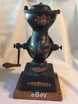 Victorian Antique Black Cast Iron Coffee Mill/Grinder Enterprise of Philadelphia