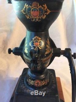 Victorian Antique Black Cast Iron Coffee Mill/Grinder Enterprise of Philadelphia