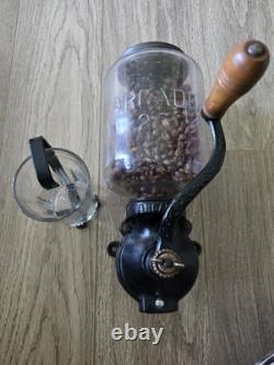 Vintage ARCADE 25 Coffee Grinder with Original Glass